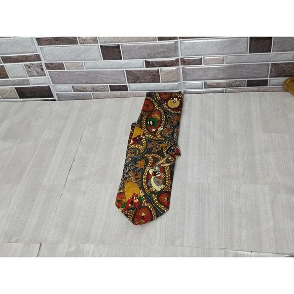1993 Looney Tunes Tie Bugs Bunny Tasmanian Devil Marvin Martian  Yosemite Sam - Picture 3 of 16